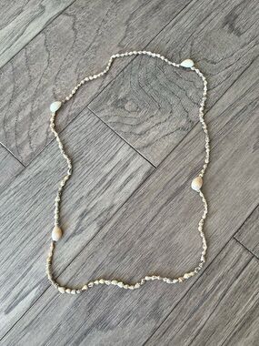 Vintage Gold-Tone Beaded Shell Long Necklace